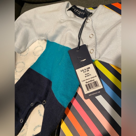 Toobydoo cotton & cashmere color-block jumpsuit 0-3M - Picture 2 of 2